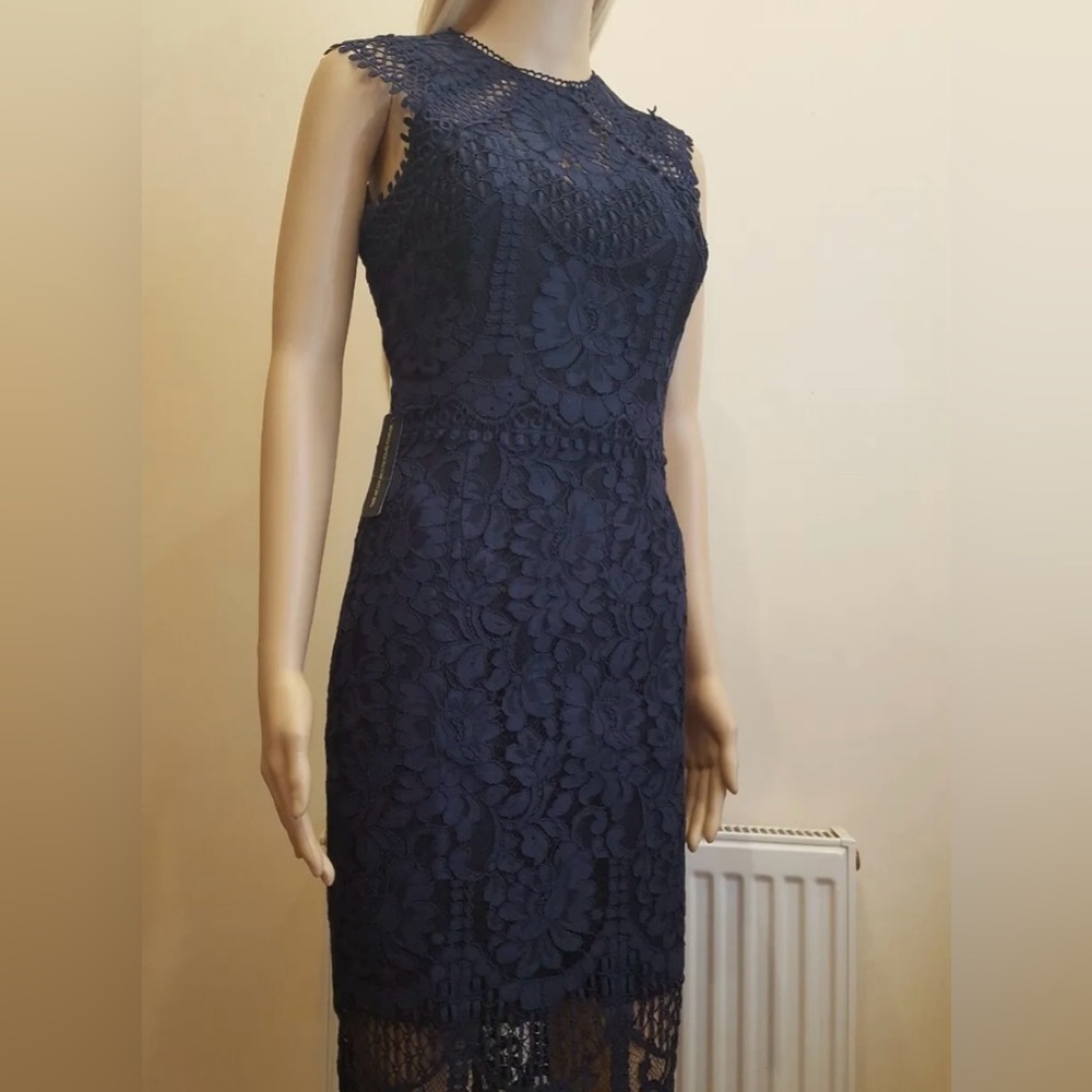 Navy all over lace embroidered dress